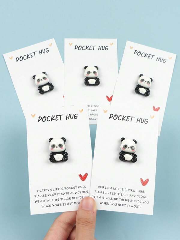 5 pezzi Carte tascabili in resina a tema panda - Biglietti di auguri ispiratori con citazioni motivazionali per migliori amici e famiglia, regalo di buon recupero alla moda per amanti dei panda