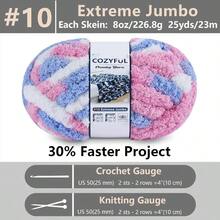 Chunky Yarn Hand Knitting - #10 Chunky Chenille Blanket Yarn, Jumbo Big Thick Chunky Yarns Crocheting, Tie Dye Bulky Knit Yarns, 8 Skein 25 Yds 8 Oz Each Skein SageKhaki - 8 件裝 + 藍色 & 粉紅色 & 白色 - 查看 2