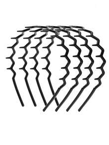 4条装波浪齿黑色发箍，简约防滑，适合洗脸和护发，男女通用发饰，之字形发箍发圈，家居，护肤发箍头饰 - 4pcs - 查看 6