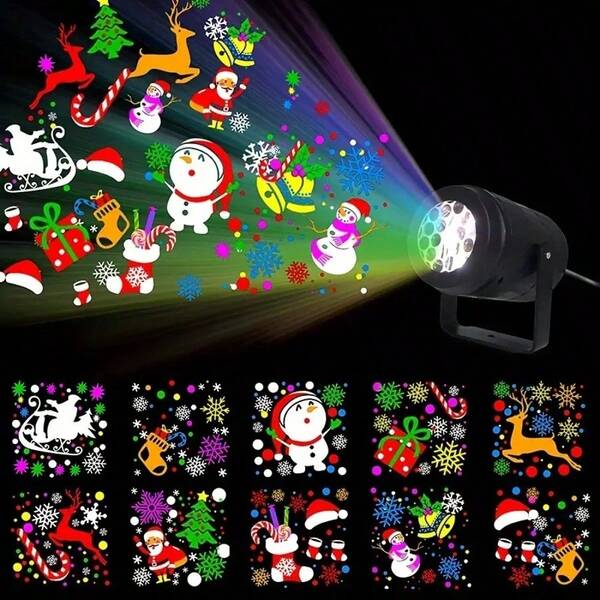 USB Powered Christmas Projection Light String With Snowman & Snowflake LED Fairy Landscape Spotlight - Dimmable, Remote Control, Geometric Patterns For Indoor/Outdoor Holiday Decor, Christmas, New Year, Wedding And Party, Christmas Decoration, Holiday Lighting, Durable Plastic, Remote Lighting, Table Lamp, Lighting Fixture, Battery Powered Light