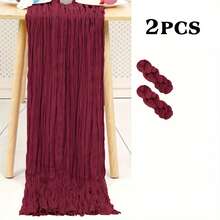 2/5/10pcs Set Burgundy Cheesecloth Table Runner - Bohemian Vintage Country Style, Perfect For Weddings, Bridal Showers & Birthday Parties - Burgundy - View 20