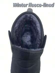 Winter New Kids Snow Boots, Boys High-Top Warm Plush Lined Outdoor Camouflage Anti-Slip Snow Sports Shoes - Black - View 2