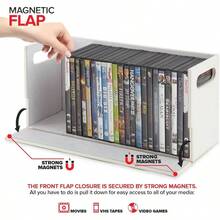 DVD Storage Box, Movie Shelf Organizer Blu - Ray, Video Game Cases, CDs, VHS Tape Display Stand, Disc Holder Can Store To 28 DVDs, Faux Leather White - 白色 - 查看 3