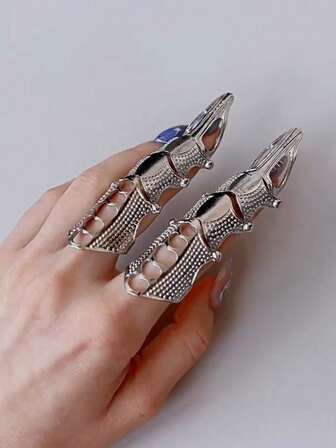 Punk Hiphop Couple Armor Rings, Multi-Layer Adjustable Open Rings With Saturn Design,