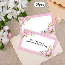 50 piezas, tarjetas de mensaje en blanco florales rosadas, tarjetas de bolsillo, tarjetas de presentación, tarjetas de felicitación en blanco, suministros para pequeñas empresas, etiquetas de regalo - Verde - Ver 6