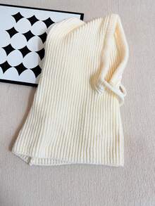 1pc Women's Drawstring Balaclava Solid Color Knit Hat, Neck Warmer Wool Detachable Hoodie, Casual Streetwear - Dharma Hat - View 19