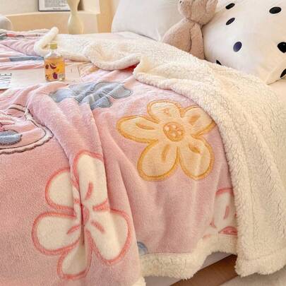 1 pieza Manta suave y cálida con estampado floral, gruesa y acogedora para decoración del hogar, adecuada para cama, sofá, oficina, habitación, dormitorio, lavable a máquina, gran regalo para mujeres, apta para invierno y todas las estaciones