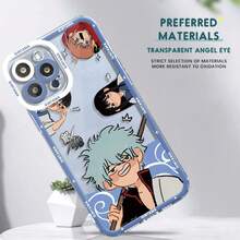 Custodia per telefono con motivo divertente dell'anime giapponese Gintama, compatibile cone 7, 6s, X, 14, 15, Pro, 11, 13, Pro Max, XS, SE, 8 Plus, 12 Mini, XR, in silicone trasparente
