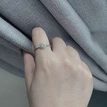 1pc S925 Sterling Silver Luxurious Japanese Style Olive Green Design Ring Inlaid With Shiny Zirconia, Elegant Quality Jewelry For Women, High-Quality Wedding/Engagement Wear, Exquisite Gift For Loved Ones - Silver - View 5