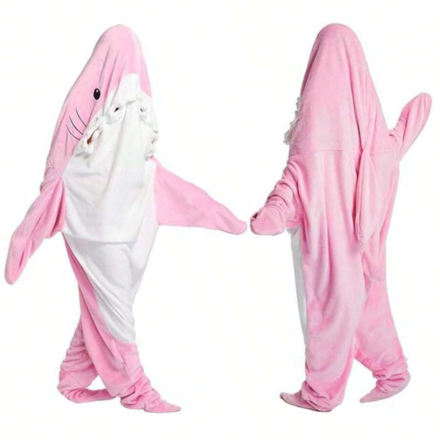 Jumbo Shark Sleeping Bag, 68.9 Inch Oversized Facecloth Sleeping Bag For All Family Members. The Ultimate Overnight Gear Made With Super Soft Facecloth Fabric. Dual Purpose Sleeping Bag For Indoor And Outdoor Camping Overnights. Top Choice For Children's Christmas Gifts, Available In Blue And Pink. - 粉色 - 查看 1