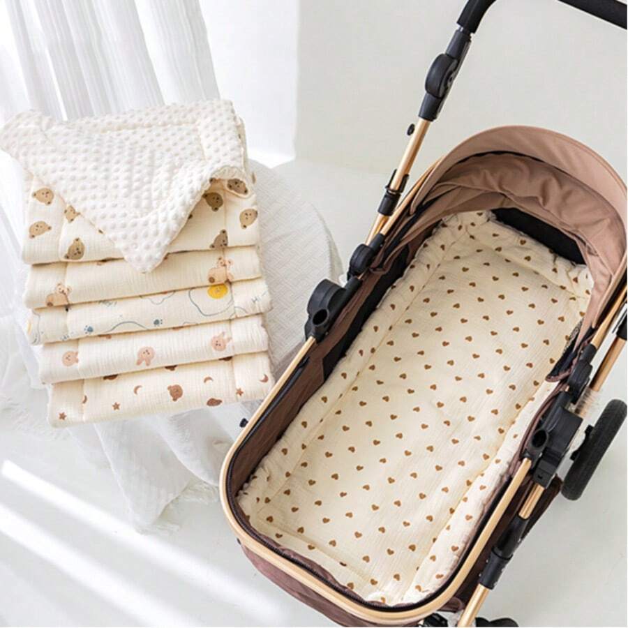 وسادة مقعد عربة الأطفال قطعة واحدة، وسادة قطنية ناعمة ومريحة بطباعة كرتونية، بطانة قطنية سميكة لعربة الأطفال، مناسبة للاستخدام اليومي والتسوق، لجميع الفصول