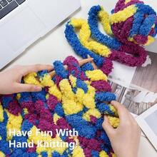 Chunky Yarn Hand Knitting - #10 Chunky Chenille Blanket Yarn, Jumbo Big Thick Chunky Yarns Crocheting, Tie Dye Bulky Knit Yarns, 8 Skein 25 Yds 8 Oz Each Skein SageKhaki - 8個裝+紫色&藍色&黃色 - 查看 5