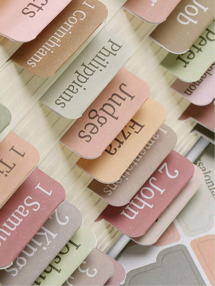 Bible Tabs Women And Men 75 Tabs,Bible Tabs, Pink Bible Tabs,Bible Book Tabs,Bible Tabs Study Bible, Bible Index Tabs,Bible Study Supplies Halloween Gifts Multicolor E - 多色E - 查看 1