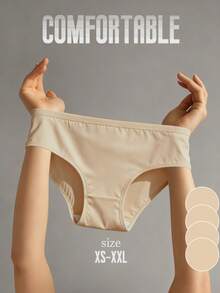 Conjunto de 4 calcinhas femininas minimalistas sem costura, em algodão puro, altamente elásticas e respiráveis, na cor mesclada. - Multicolorido - Ver 3