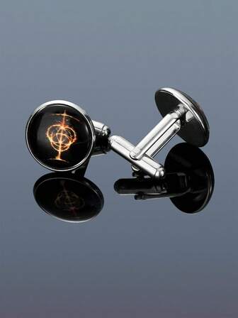 Fashionable Luminous Pattern Cufflinks, Vintage Creative Round Cufflinks For Men, Shirt & Suit Cufflinks, Personalized Business & Wedding Gift