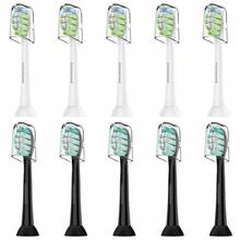 Replacement Toothbrush Heads For  Sonicare Replacement Brush Heads Compatible Electric Toothbrush Heads, 10 Pack, Black White{Inchcolor_nameinch:InchBlackWhiteinch} - Đen trắng - Xem 1