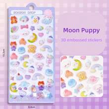3D Cute Cartoon Stickers, Transparent Embossed Creative Diary Stickers, Diamond Gem Crystal Children's Handmade Decorative Stickers, Christmas/Thanksgiving Holiday Birthday Gifts For Kids
