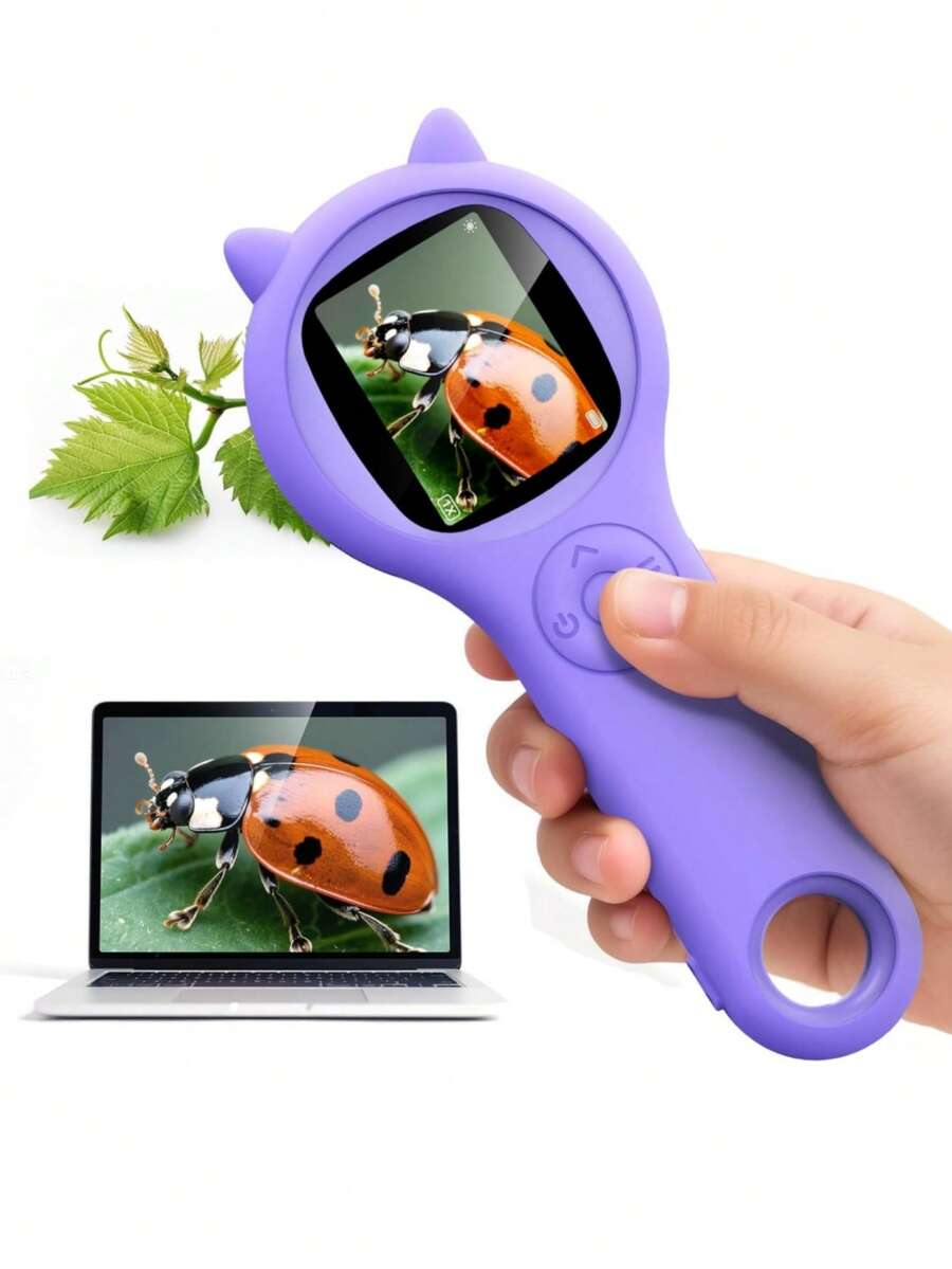 1 pieza Microscopio portátil - Microscopio digital de bolsillo con aumento de 1000X | Resolución alta de 2MP con luz LED incorporada | Pantalla LCD de 2 pulgadas para observación en tiempo real | Microscopio científico mini para principiantes y entusiastas | Diseño compacto y ligero (amarillo y blanco) - Multicolor - Ver 1