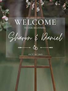 1个透明空白亚克力DIY婚礼入口指示牌，亚克力欢迎牌，婚礼欢迎牌，亚克力婚礼标牌，可定制婚礼标识，适用于生日派对、主题派对、情人节、室内/室外婚礼场地指示牌（多种尺寸可选）