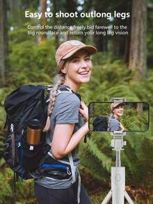 带三脚架和遥控器的蓝牙自拍杆，可扩展手机支架，用于直播，通用三脚架，适用于 和 Android 手机，适用于直播、视频博客、家庭聚会、圣诞派对拍摄、手持自拍、户外活动、暑假采访、旅行、户外活动、直播三脚架 - 白色 - 查看 4