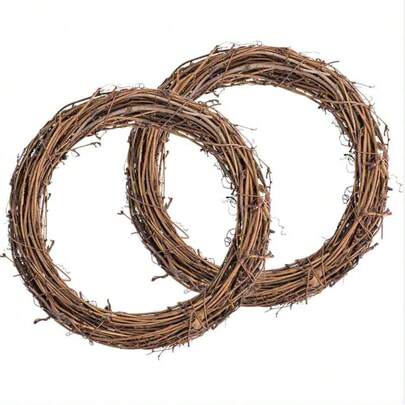 2 Pcs 15.7 Inch Natural Grapevine Wreaths, Vine Branch Wreath, Rattan Wreath For DIY Christmas Craft, Front Door Wall Hanging, Wedding And Party Decors