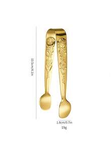 1 pieza Pinzas para cubitos de hielo con diseño de flor de rosa en relieve de acero inoxidable, pinza para cubos de azúcar, pinza para rodajas de limón pequeñas - Multicolor - Ver 2