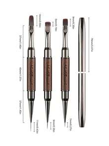 Beautizon Nailartlab 1Pc Nail Art Brush Double-Ended Drawing Line Painting Glue Pen, DIY Art Frosted Pen Holder Drawing Glue Drawing Line Nail Art Pen With Pen Cap, Women's Nail Salon Supplies