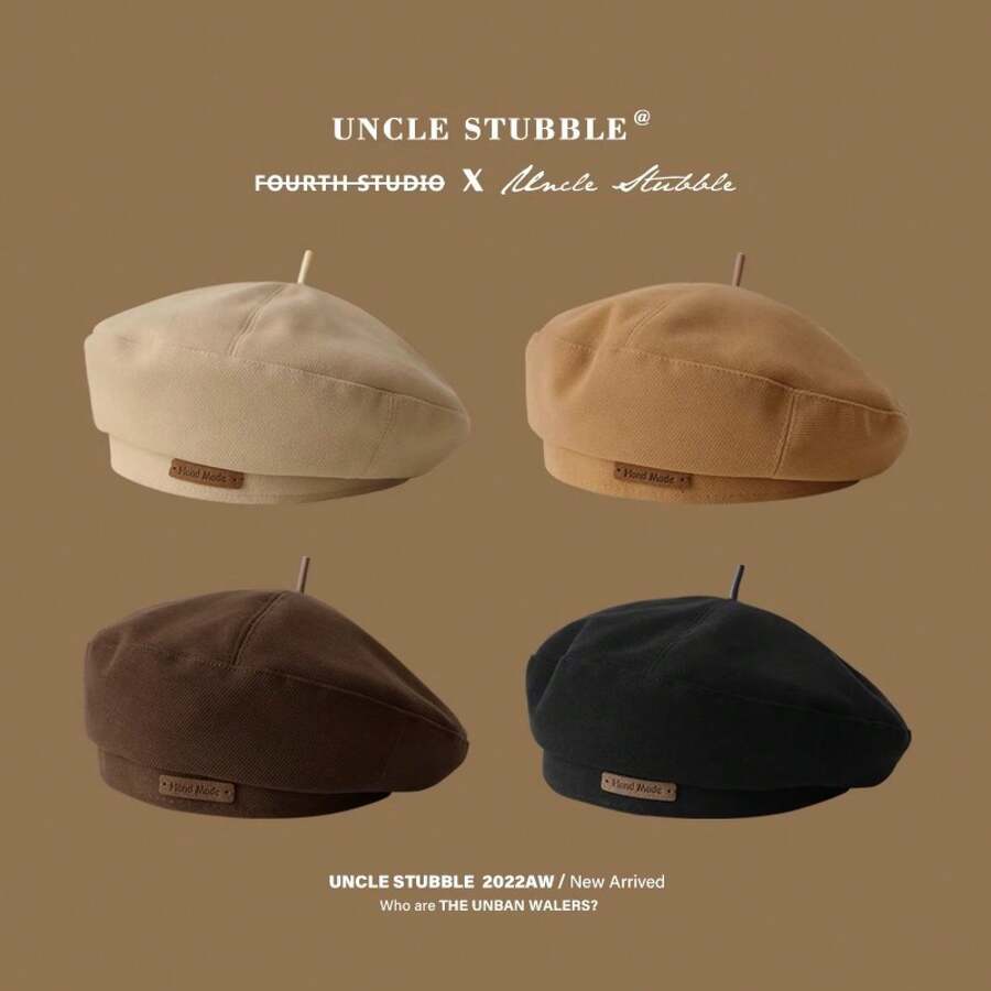 Ladies' Woolen Beret, Fashionable British Style Painter Hat, Retro And Versatile, Face Enhancing Small Hat - Màu be - Xem 1
