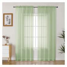 Light Green Sheer Curtains 90 Inches Long 2 Panels Set, Light FilteringFilmy Drapes For Living Room Bedroom, Elegant Soft Rod Pocket Voile Sheer Window Curtains, 42Wx90L Inch, 2PCS - Multicolor 135 - View 1