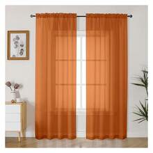 Burnt Orange Sheer Curtains 84 Inches Long 2 Panelsfor Living Room, Light Filtering Fall Curtains For Bedroom Living Room, Elegant Window Curtain Drapes, Each 42 Wx84 L - 多色141 - 查看 1