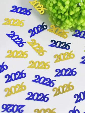 120pcs 2026 Glitter Confetti Party Decorations - Numbered Shiny Sequin Confetti, Suitable For New Year, Birthday, Wedding, Anniversary, Prom - Tabletop Decor, Photo Booth, Party Favors - Elegant New Year Tabletop Centerpiece