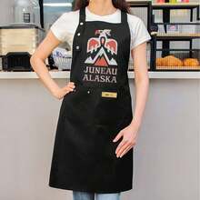 Women's  Design Chef Apron - Juneau Alaska Mountain Eagle & Ribbon Detail, Durable Polyester Kitchen Apron With Front Pocket For Cooking, Baking, Grilling, Baking Apparel - 1 cái - Xem 1