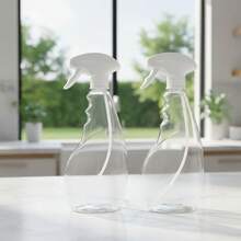 Set de 2 Botellas Pulverizadoras Reutilizables de Plástico Transparente 500 ml | Atomizador con Gatillo Ajustable para Limpieza, Jardinería y Desinfección - Blanco - Ver 2