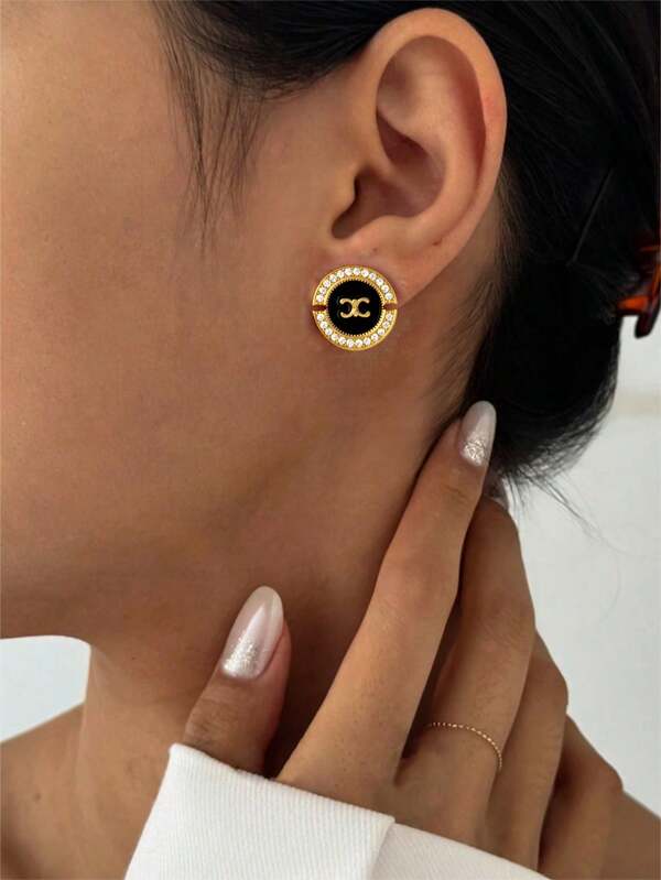 2 brincos modernos com letras cravejadas de strass, perfeitos para mulheres, brincos personalizados luxuosos e elegantes, novidade para 2025.