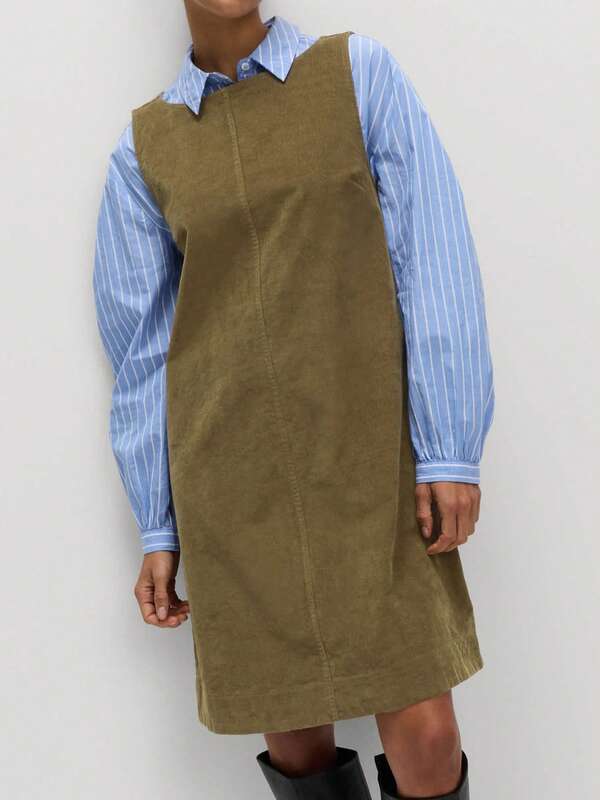 Vestido recto y suelto casual y simple para mujer, adecuado para uso diario en casa y fuera. Vestido largo hasta la rodilla para mujer