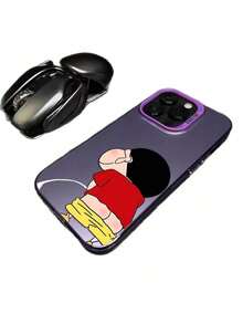 Fast EU Shipping (DE & ES)  Suitable For IPhone 16 Pro Max Personalized Couple Phone Case 15 Pro Sweet Funny 14 Cartoon Crayon Shin-Chan - Silver - View 2