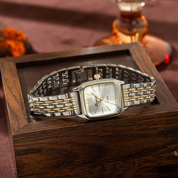 xinyunkou Vintage Small Square Dial Women's Quartz Watch, Roman Numeral Scale Luxury Casual Watch For Women