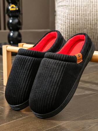 Pmoiste Memory Foam Home Slippers For Men Home Plaid Fluffy Winter Indoor Shoes Warm Plush Non-Slip Big Size House Slippers Male Fashion 2025 Female