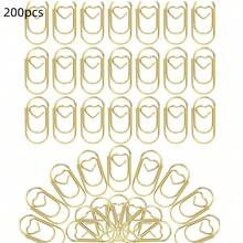 20/50/100/200 peças de clipes de papel em formato de coração dourado, pequenos mini clipes engraçados para escritório, escola, organização de mesa em casa, organização de arquivos, escola, escritório, marcadores de página multifuncionais de design doméstico, clipes em formato de coração coloridos para macaron, clipes de fichário criativos de metal