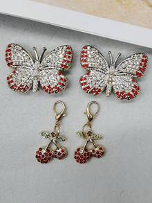 4件套卡通风格彩色树脂贝壳鞋带挂饰，趣味蝴蝶鞋带扣，闪亮樱桃瓢虫鞋坠，DIY装饰，可拆卸人造珍珠海星鞋夹配件，适合女士系带运动鞋靴子，圣诞节、万圣节、情人节、生日、节日派对礼物（不含鞋子）