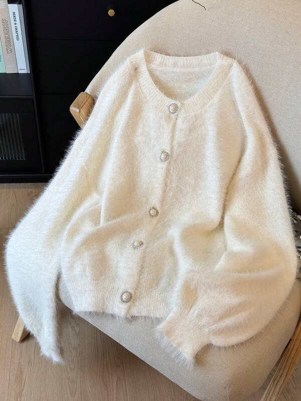 Women's Plus Size Clothing New Autumn/Winter Button-Up Loose Elegant Cardigan Sweater