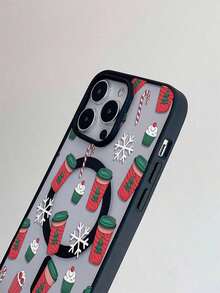 Funda navideña para phone 17 Pro Max Funda EA de diseño monocromático compatible con fundas magnéticas para phone 11/12/13/14/15/16/Pro/, Plus/Pro/S22/S23/S24/S25/Ultra/FE y otros modelos. Ideal como regalo para Navidad, Halloween, San Valentín o cualquier ocasión. - Negro - Ver 5