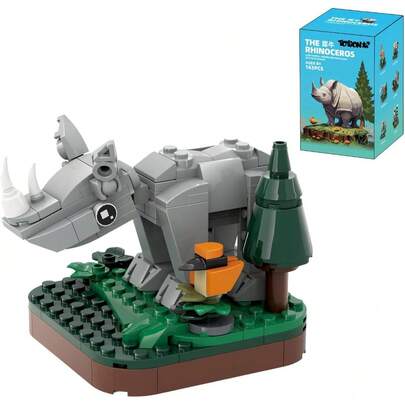TOYGON Kit de construccion. Set de Juguetes de Construccion. para Adultos y niños. Juguetes de Bloques creativos. Modelos de Animales en 3D. (Rinoceronte 143 Piezas)