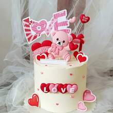 Bộ trang trí bánh màu hồng 4 món/12 món, thích hợp để trang trí bánh ngày Valentine, đám cưới, sinh nhật và làm quà tặng. - Nhiều màu - Xem 2