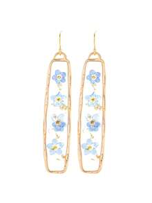 1 Pair Blue Forget-Me-Not Flower Earrings, Bohemian Style Floral Relief Earrings, Handmade Unique Earrings, Gift For Valentine's Day, Mother's Day - Multicolor - View 12