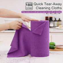 Tear Away Dish Cloths Rolls, 75 Sheets-11.8" X 11.8", Reusable Washable Dish Towels For Kitchen, Ultra Absorbent And Quick Drying Microfiber Cleaning Rags, Purple,25865139 - Purple - View 2