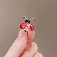 1pc Elegant Red Bee Pin, Zinc Alloy Casual Brooch For Women Everyday Wear, Spring/Summer/Autumn/Winter Halloween Dress Accessories Pin For Clothes Bag Charm Backpack For School Office Accessories Shirts Jacket Jewelry Christmas Clothes Pin Funny Cute Teacher Gifts Halloween Accessories Teachers Day - 金色 - 查看 2