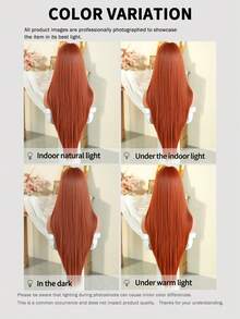 7JHH WIGS 34 Inch Extra Long Straight Maple Leaf Orange Wig With Bangs - Super Long Natural Layered Wigs, High Quality Soft Synthetic Fiber Wigs For Women Daily Wear, Festival Ready Party Use, Graduation Gift - Beginners Glueless Wig Accessories