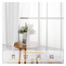 White Sheer Curtains 108 Inches Long 2 Panels Set, Voile Light Filtering Window Treatment Drapes For Living Room Bedroom Canopy, Each 42Wx108L Inches, 9 Ft, White - 多色158 - 查看 6