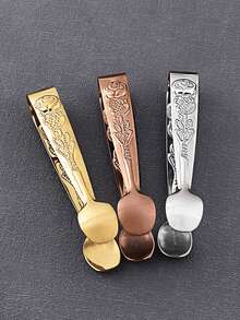 1 pieza Pinzas para cubitos de hielo con diseño de flor de rosa en relieve de acero inoxidable, pinza para cubos de azúcar, pinza para rodajas de limón pequeñas - Multicolor - Ver 5